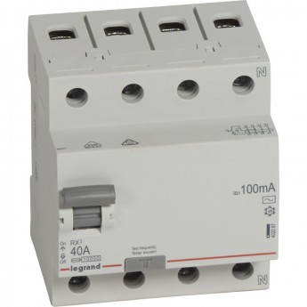 Выключатель дифференциального тока LEGRAND RX3 100мА 40А 4П тип AC белый