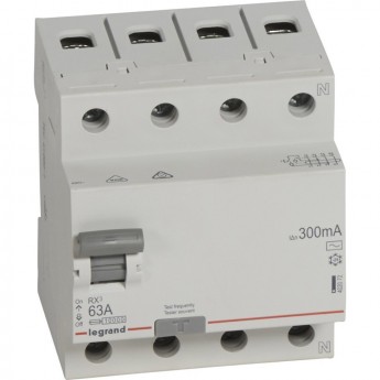 Выключатель дифференциального тока LEGRAND RX3 300мА 63А 4П тип AC белый