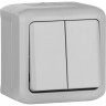Двухклавишный выключатель LEGRAND Quteo 10 A 250 В IP 44 серый 782332